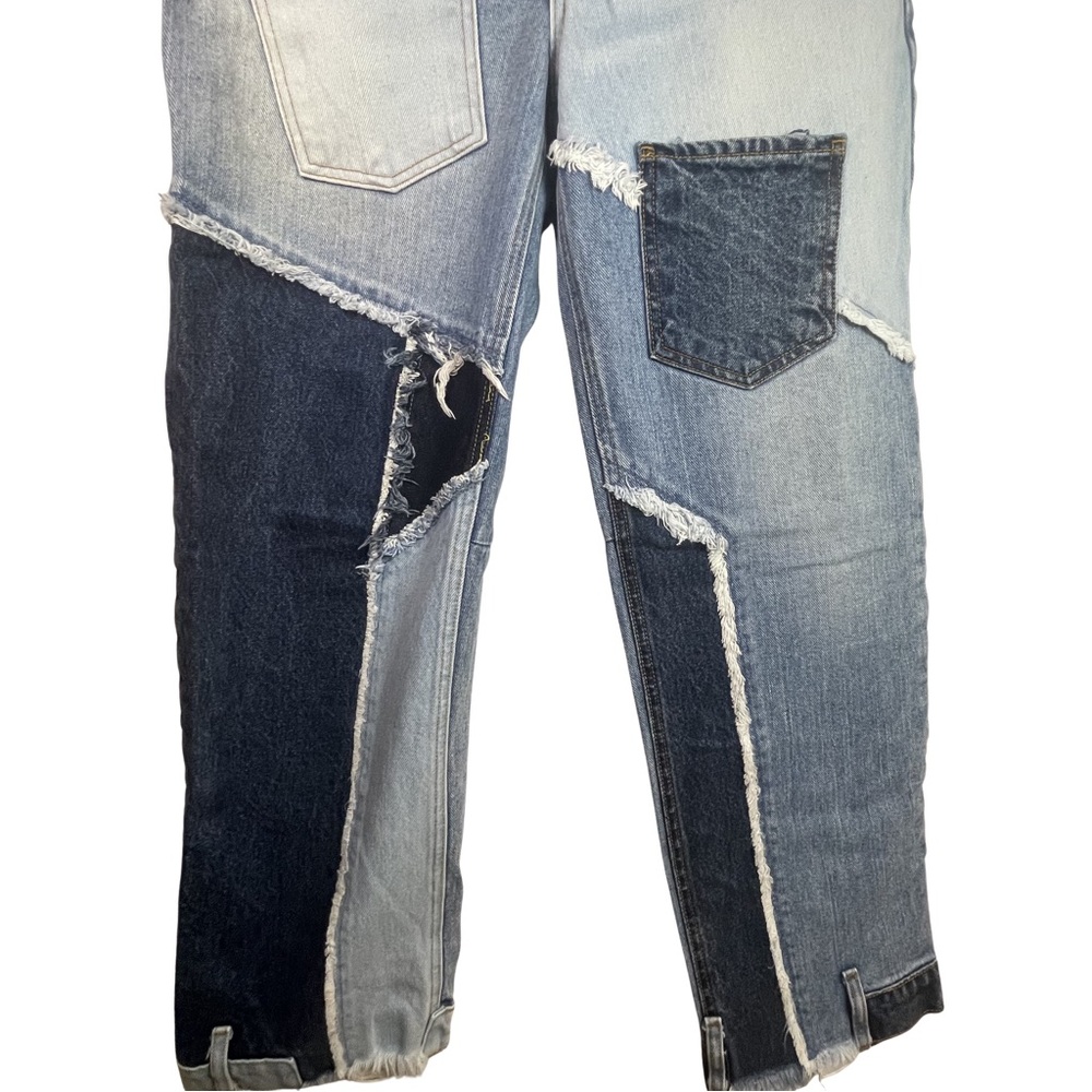 REVICE  Love at first sight  button Fly Patchwork Blue Jeans Women’s size 30 - Picture 4 of 14